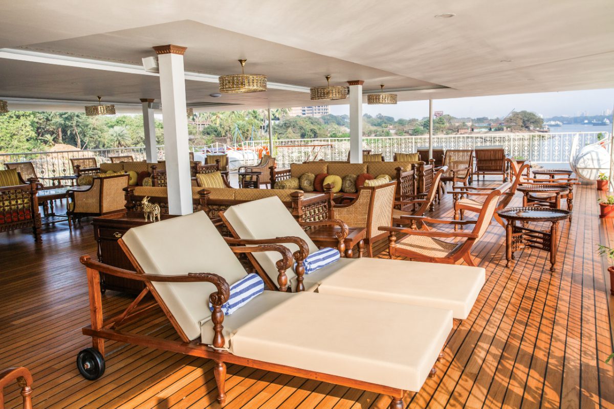 sun loungers on river cruise ship